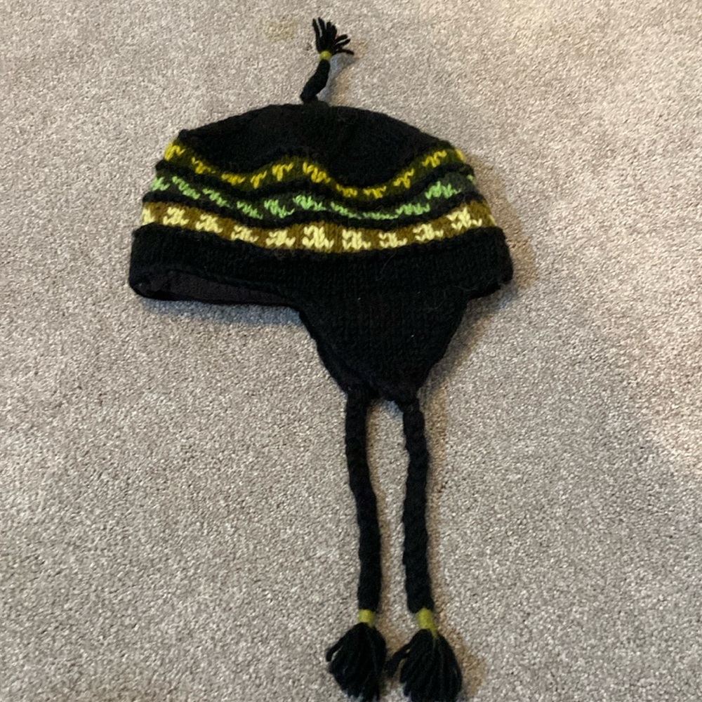 Wool lined hand knitted hat